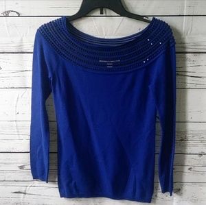 Boston Proper Cold Shoulder Navy Shirt XS